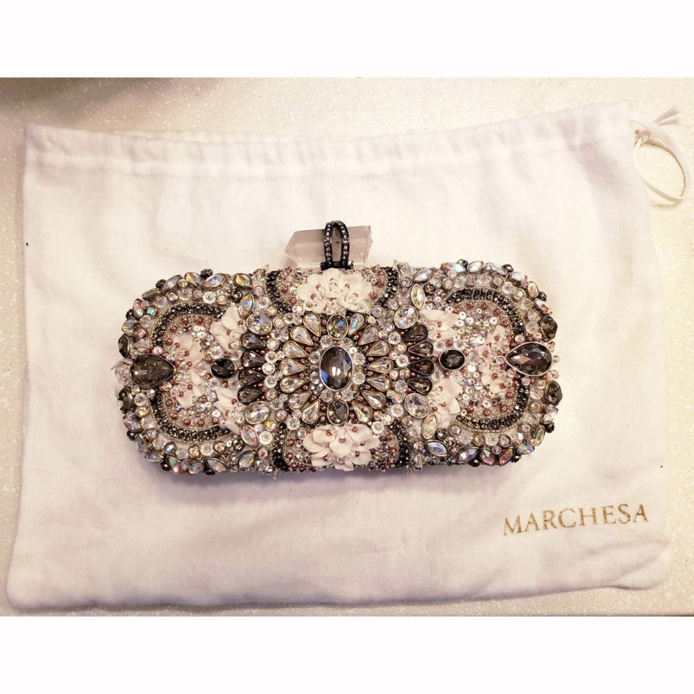 Lily Embroidered Beaded Wedding Bridal Clutch Bag